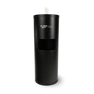 Free Standing Wipes Dispenser with Bin – Matte Black Powder Coated