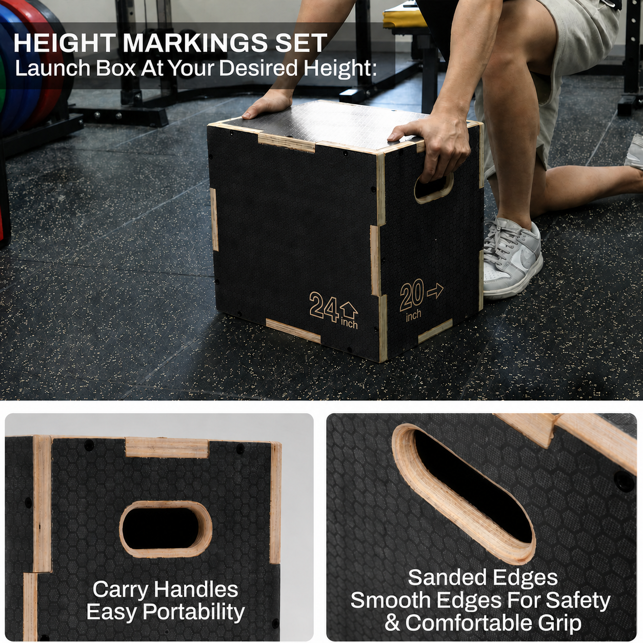 M-PACC 3 in 1 Anti Slip Wooden Plyo Box 30