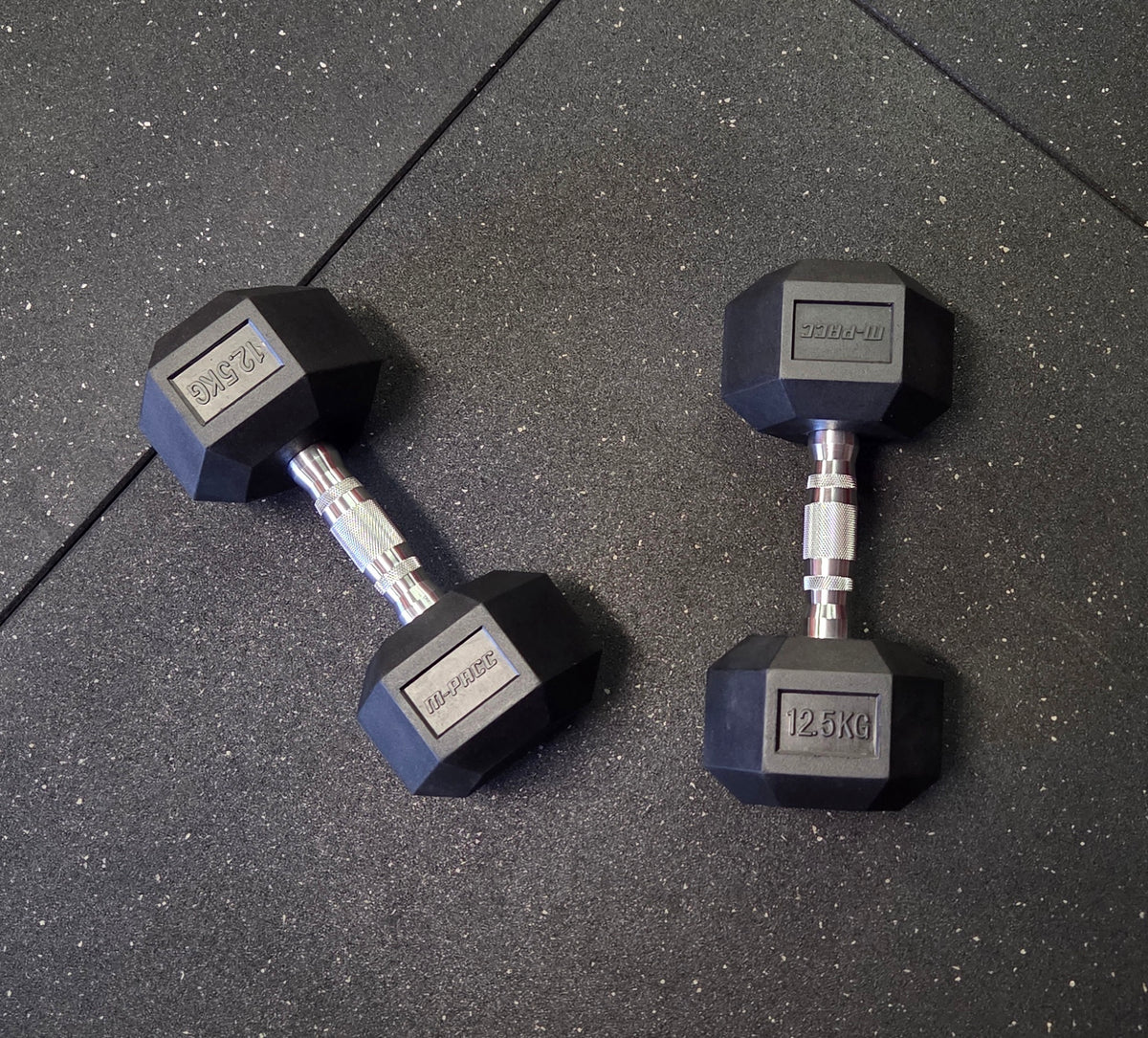 M-PACC Premium Rubber Hex Dumbbell 2.5kg-30kg Set with Rack (12 Pairs)