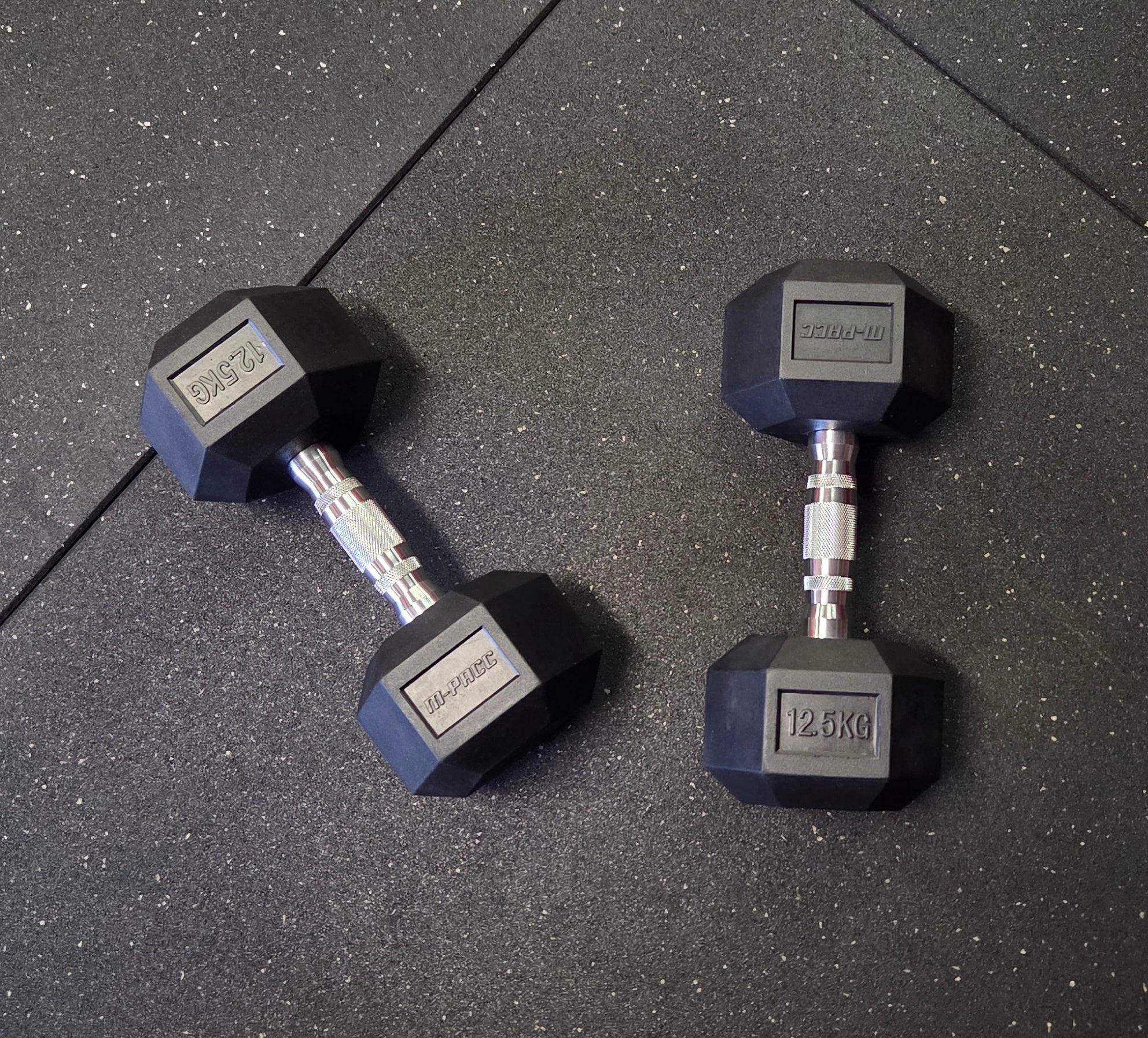 M-PACC Premium Rubber Hex Dumbbell 2.5kg-30kg Set with Rack (12 Pairs)