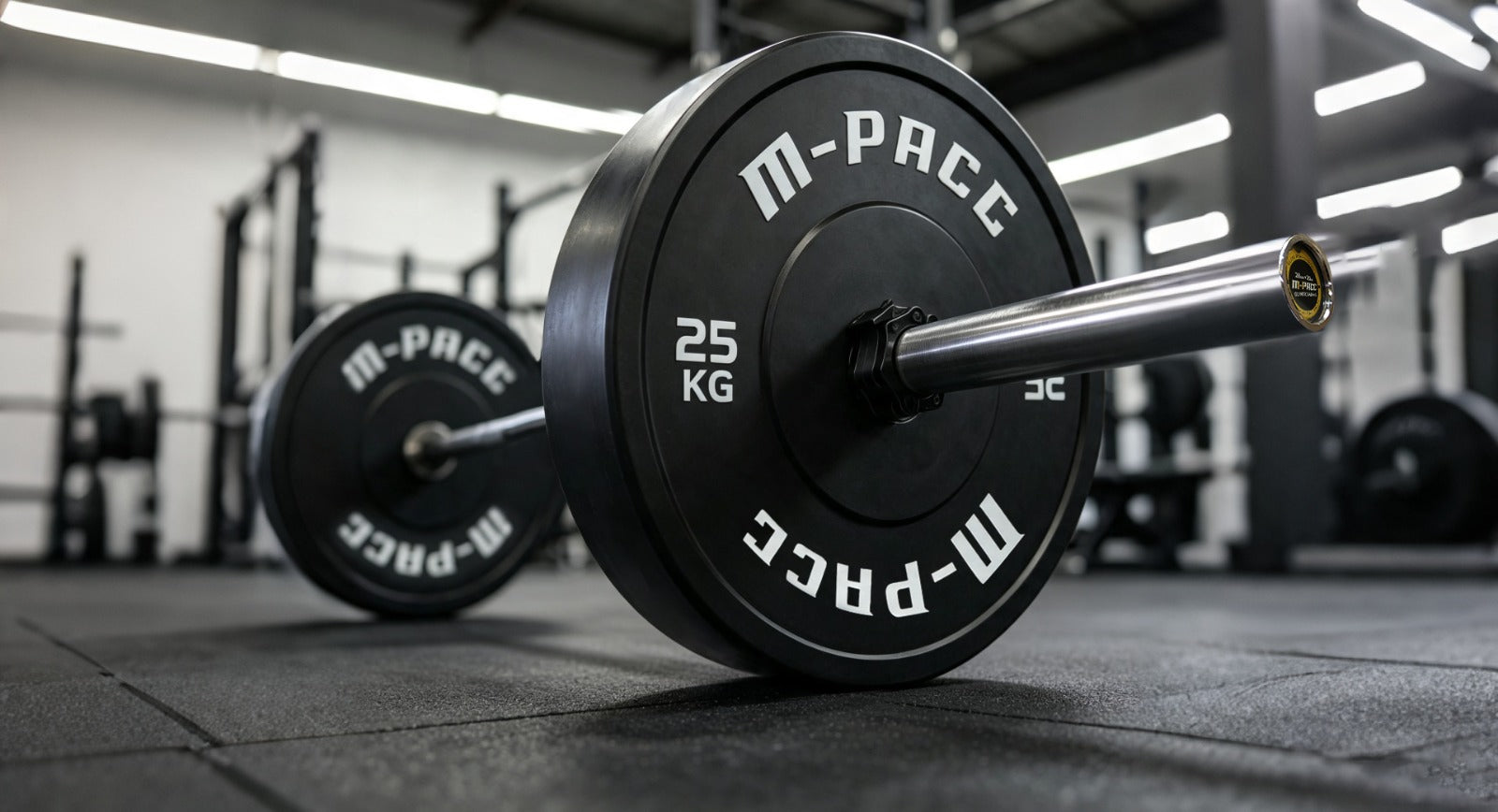 200kg M-PACC Premium Black Bumper Plate Set incl 20kg Barbell