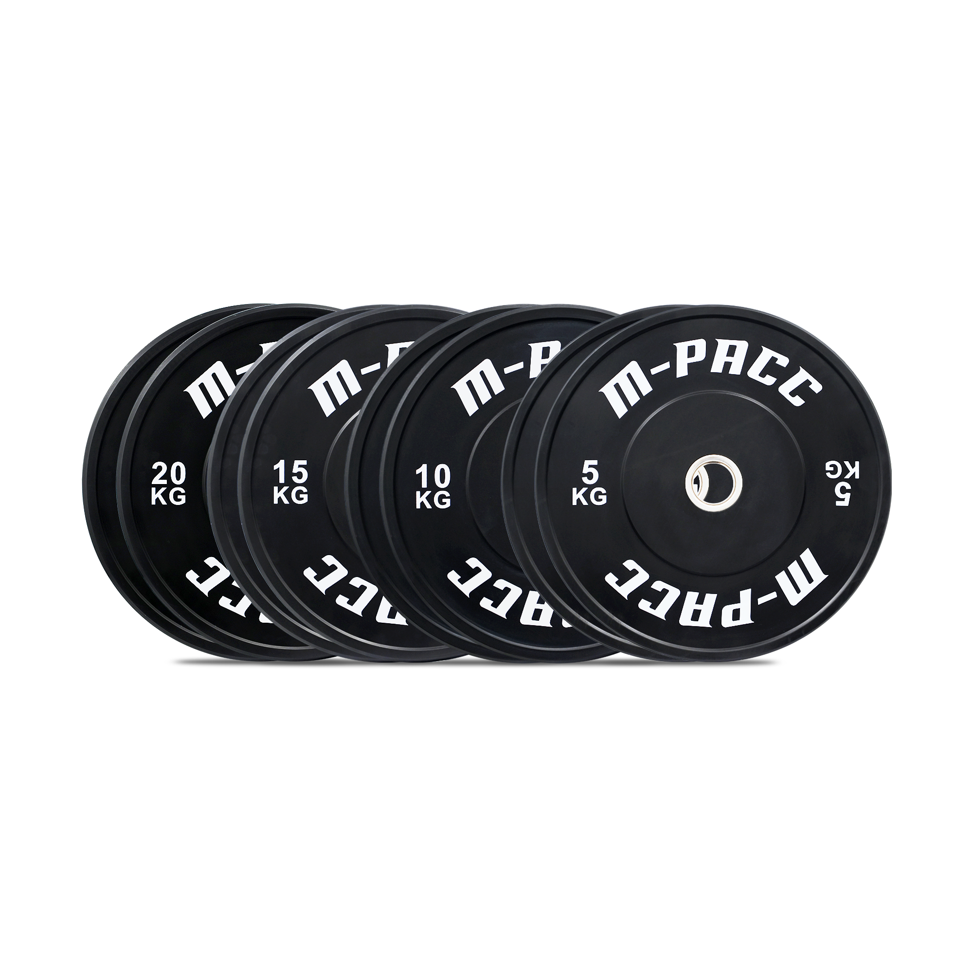 M-PACC Premium Olympic Black Bumper Plate - 100kg Set