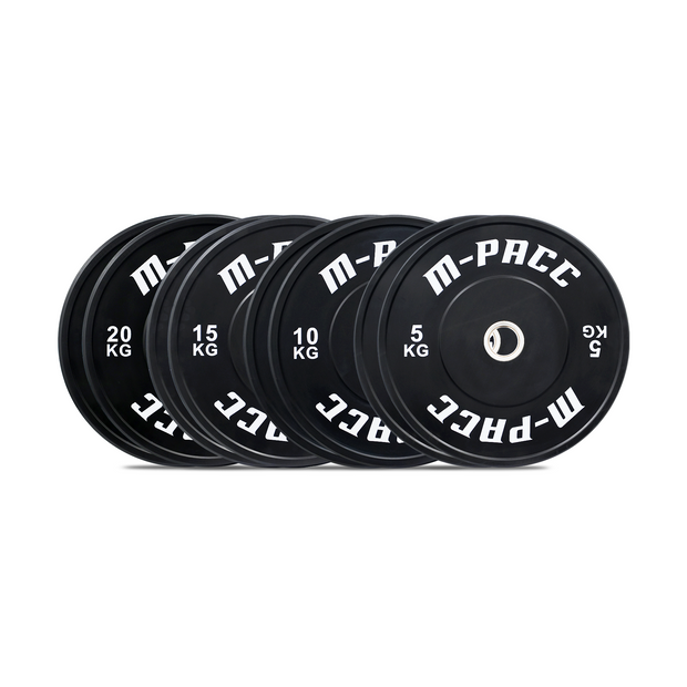 M-PACC Premium Olympic Black Bumper Plate - 100kg Set