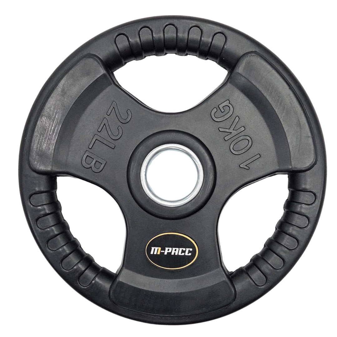 140kg M-PACC Tri Grip Plate Set incl 20kg Barbell M-Pacc