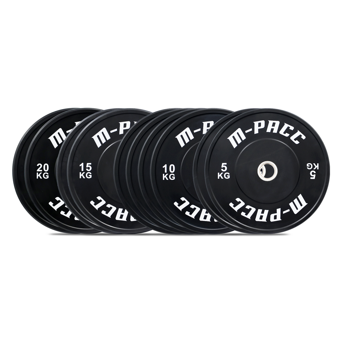 M-PACC Premium Olympic Black Bumper Plate - 120kg Set