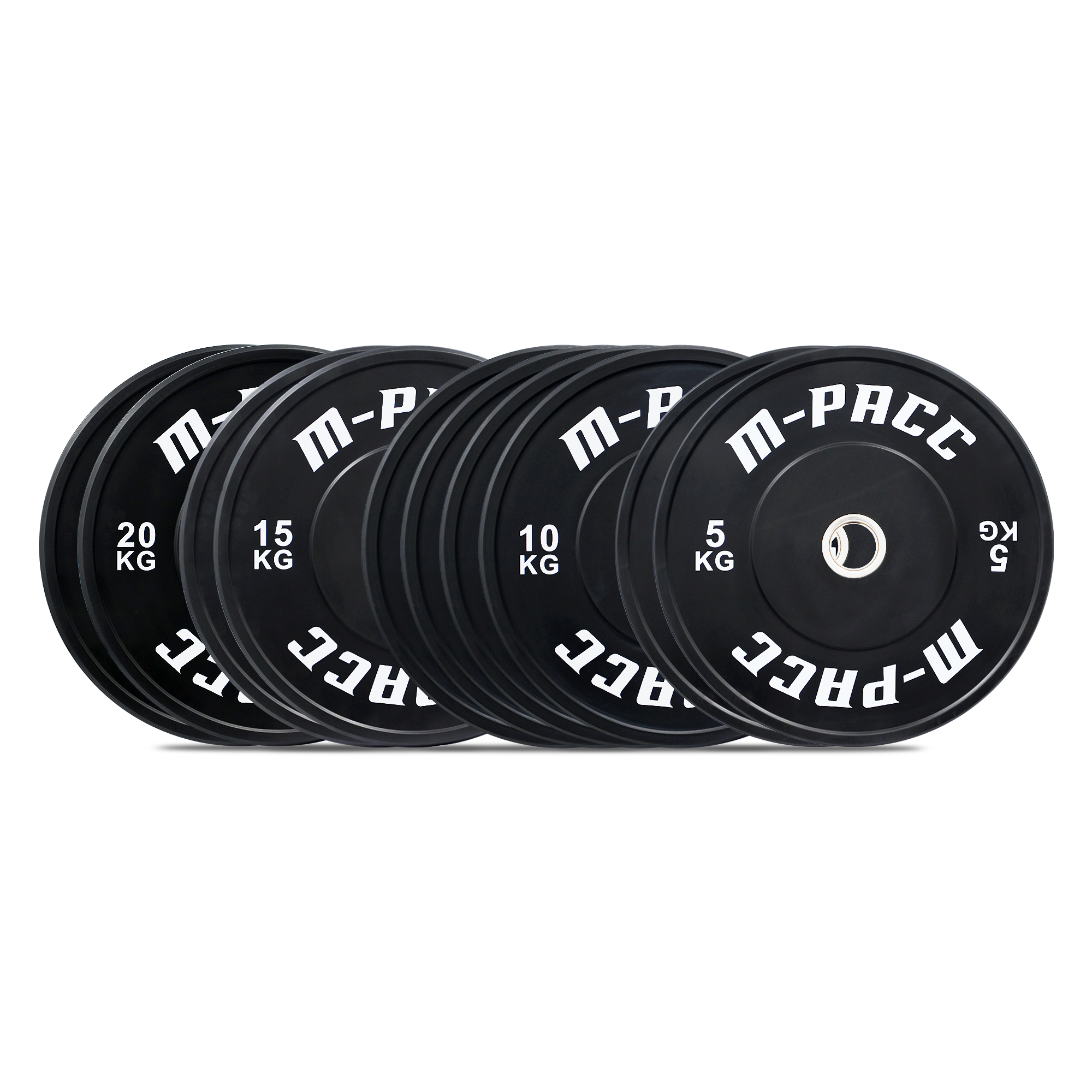M-PACC Premium Olympic Black Bumper Plate - 120kg Set