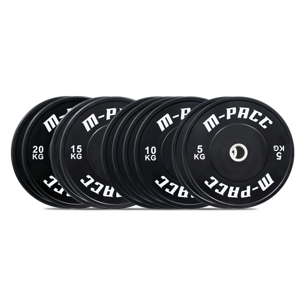 M-PACC Premium Olympic Black Bumper Plate - 120kg Set