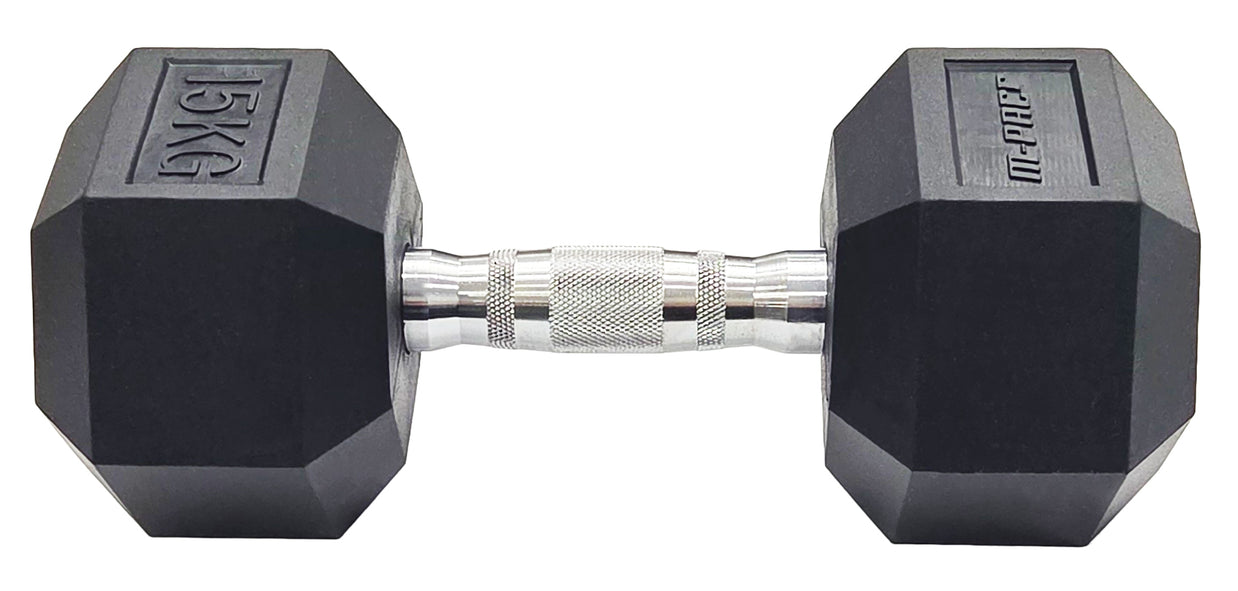 M-PACC Premium Rubber Hex Dumbbell 10-40kg Set with Racks (11 Pairs)