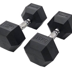 M-PACC Premium Rubber Hex Dumbbell 1-40kg Set with Racks (22 Pairs)
