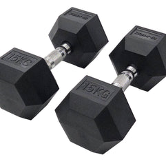 M-PACC Premium Rubber Hex Dumbbell 10kg-20kg Set (5 Pairs)
