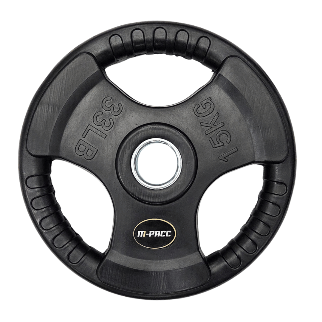 80kg M-PACC Tri Grip Plate Set incl 20kg Barbell M-Pacc