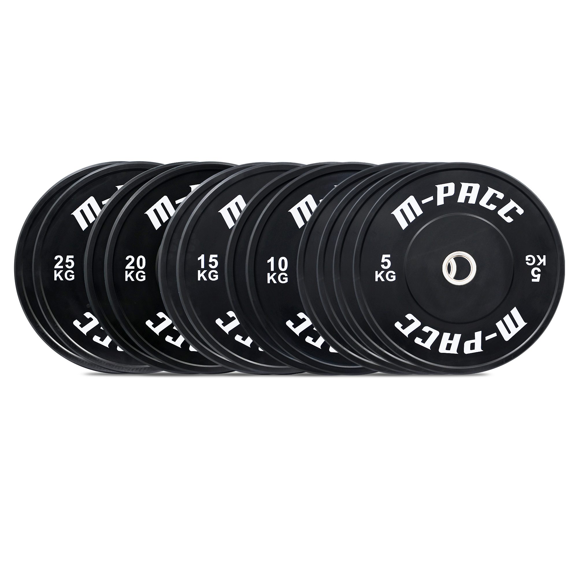 M-PACC Premium Olympic Black Bumper Plate - 160kg Set