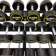 M-PACC Pro Commercial Urethane Dumbbells 10-45kg Set with Rack (15 Pairs) M-Pacc