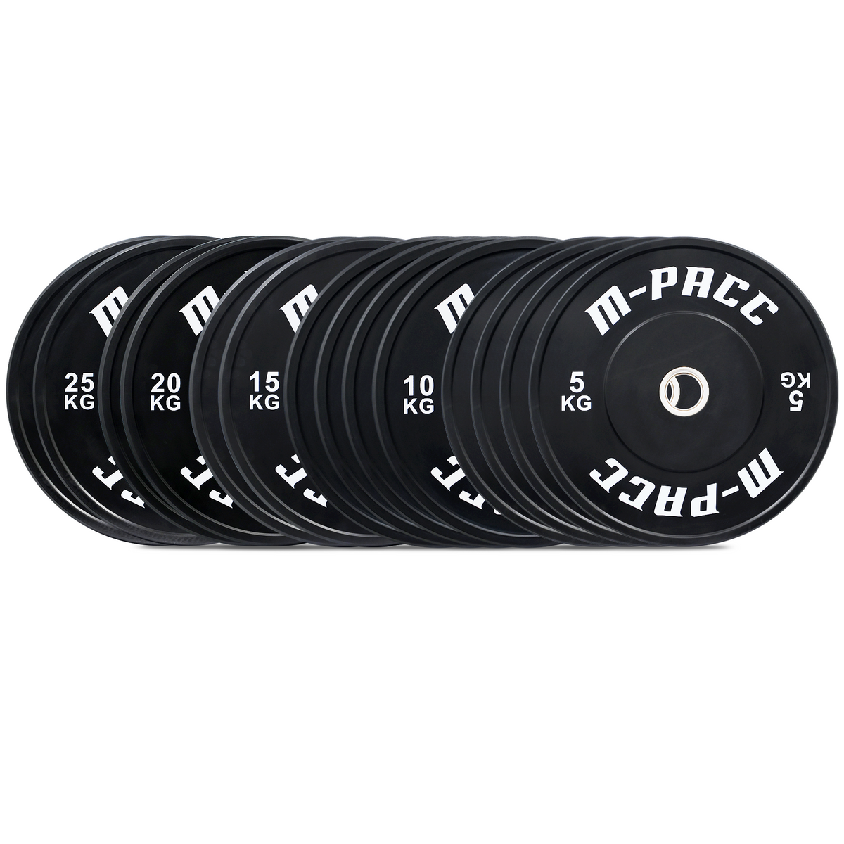 M-PACC Premium Olympic Black Bumper Plate - 180kg Set
