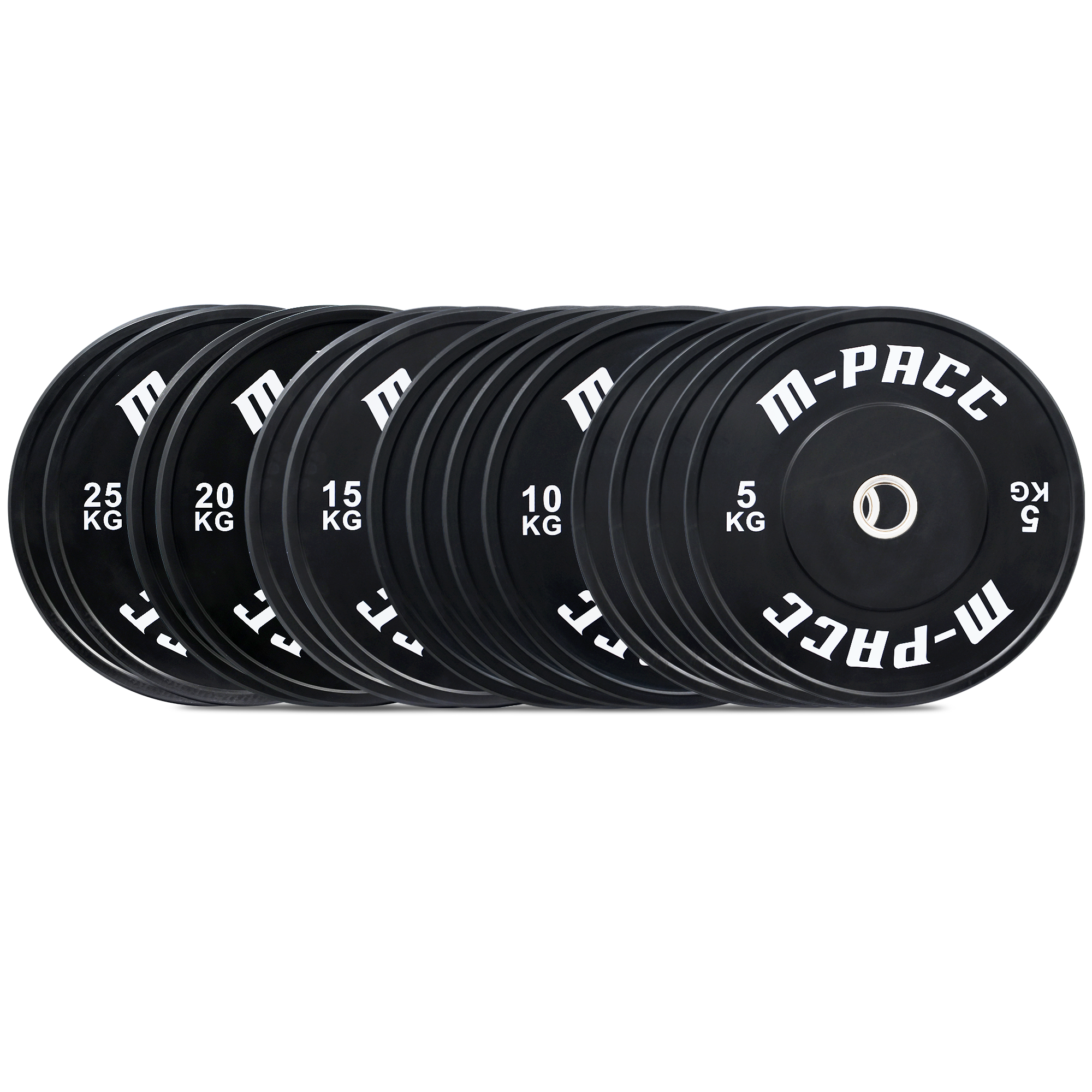 M-PACC Premium Olympic Black Bumper Plate - 180kg Set