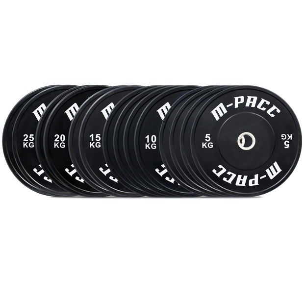 M-PACC Premium Olympic Black Bumper Plate - 180kg Set