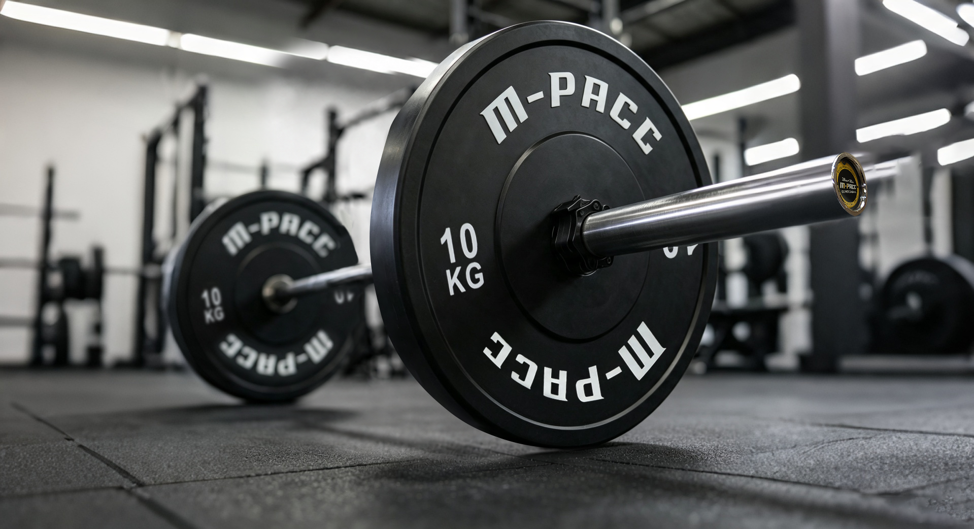 170kg M-PACC Premium Black Bumper Plate Set incl 20kg Barbell