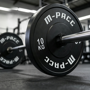 170kg M-PACC Premium Black Bumper Plate Set incl 20kg Barbell