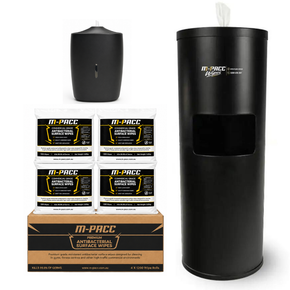 1 x Antibacterial Wipes Carton (4 x rolls of 1200 Wipes) + 1 x Free Standing Dispenser + 1 x Wall Mounted Dispenser Bundle