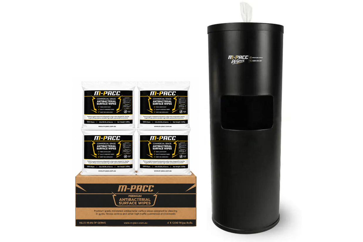 1 x Antibacterial Wipes Carton (4 x rolls of 1200 Wipes) + 1 x Free Standing Dispenser Bundle