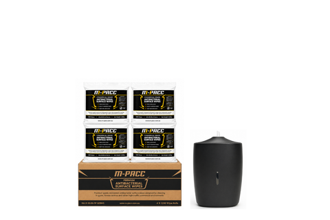 1 x  Antibacterial Wipes Carton (4 x rolls of 1200 Wipes) + 1 x Wall Mounted Dispenser Bundle