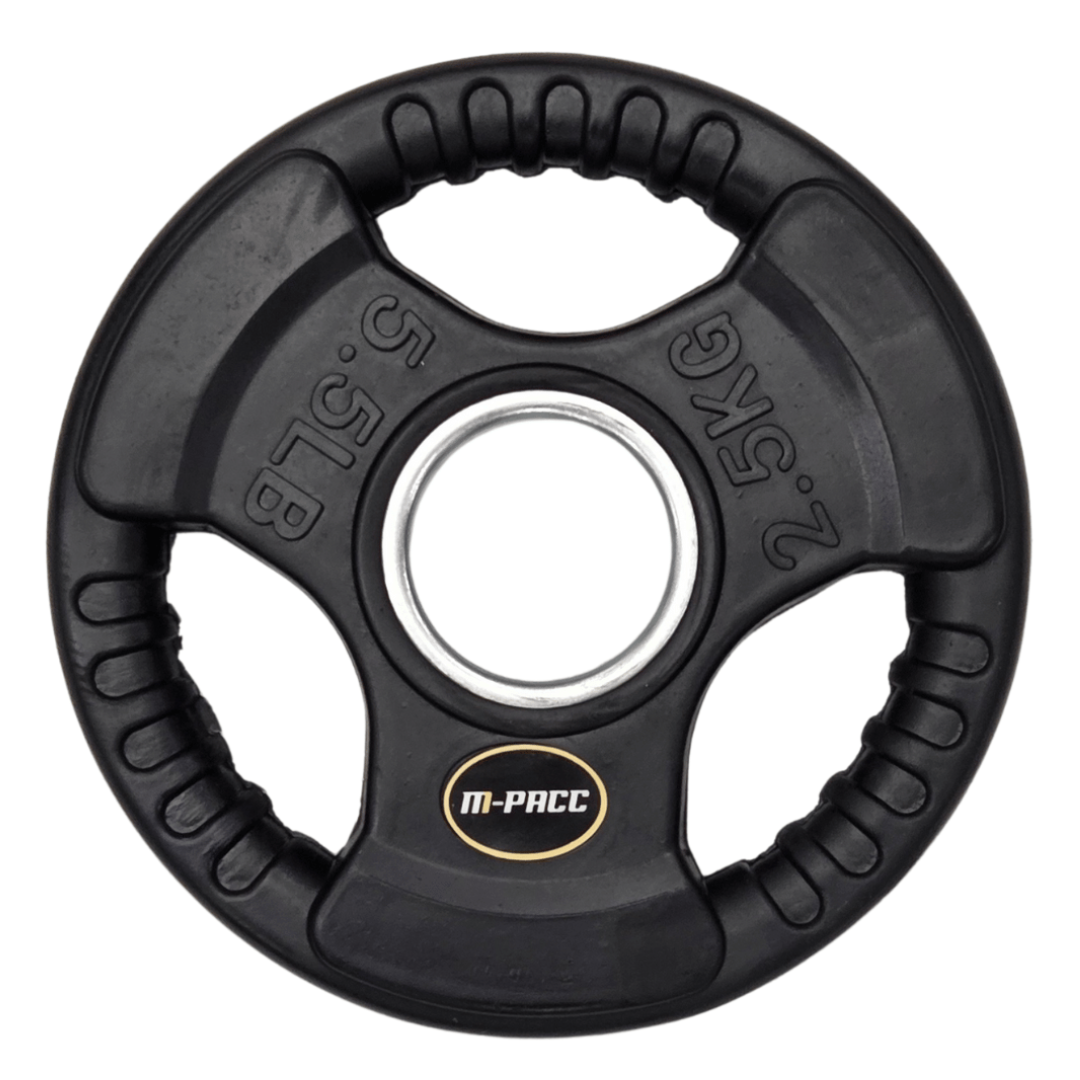 110kg M-PACC Tri Grip Plate Set incl 20kg Barbell