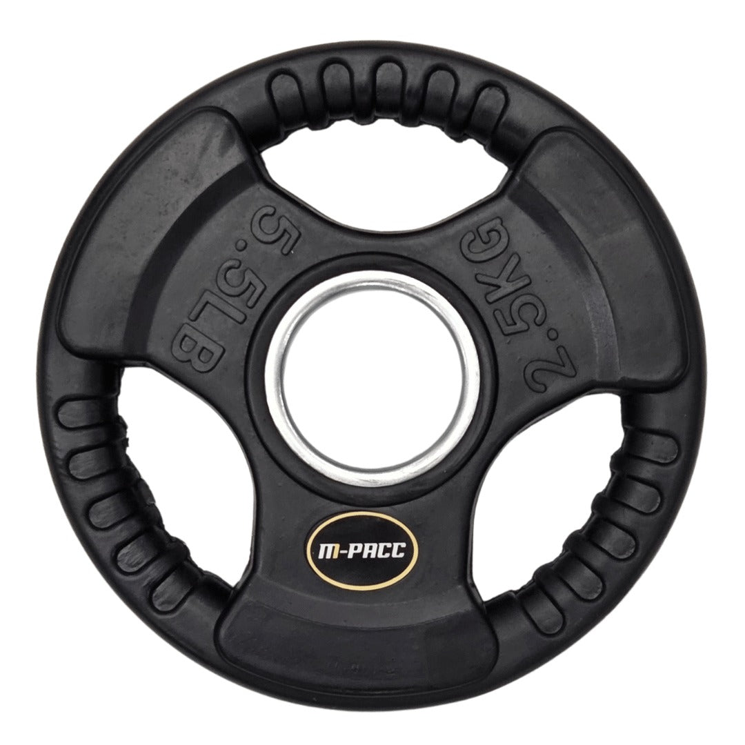 140kg M-PACC Tri Grip Plate Set incl 20kg Barbell M-Pacc