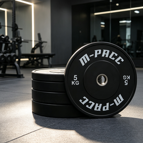 100kg M-PACC Premium Black Bumper Plate Set incl 20kg Barbell