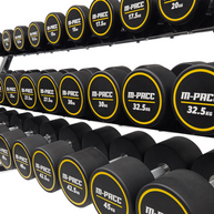 M-PACC Pro Commercial Urethane Dumbbells 10-45kg Set with Rack (15 Pairs) M-Pacc