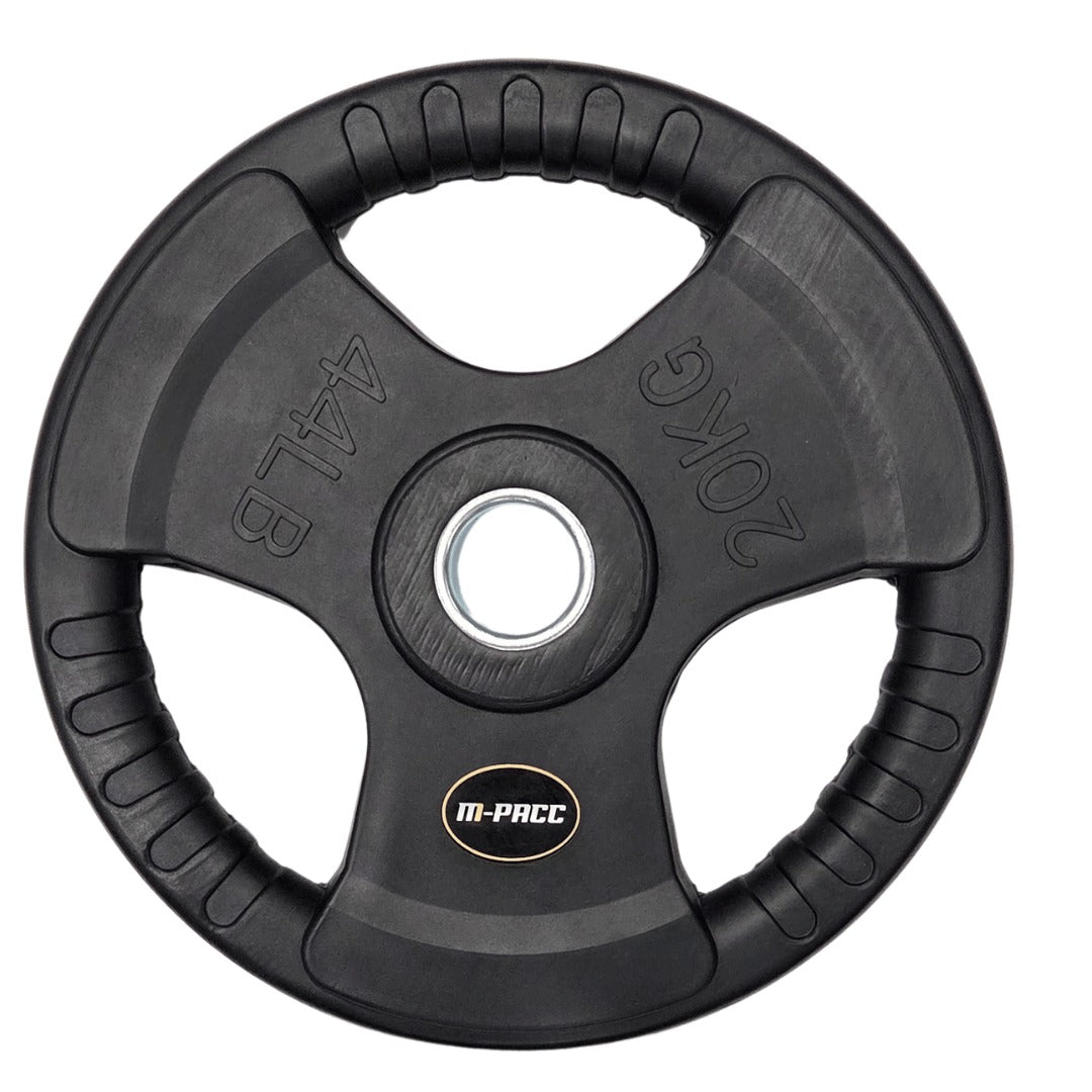 160kg M-PACC Tri Grip Plate Set incl 20kg Barbell M-Pacc