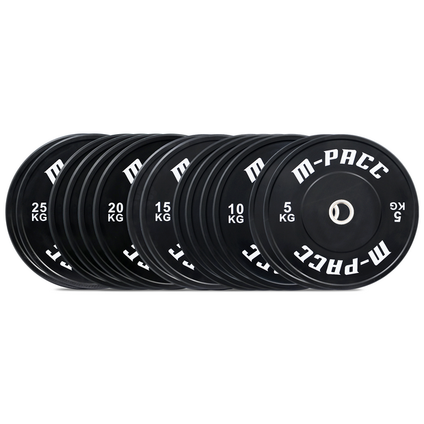 M-PACC Premium Olympic Black Bumper Plate - 210kg Set