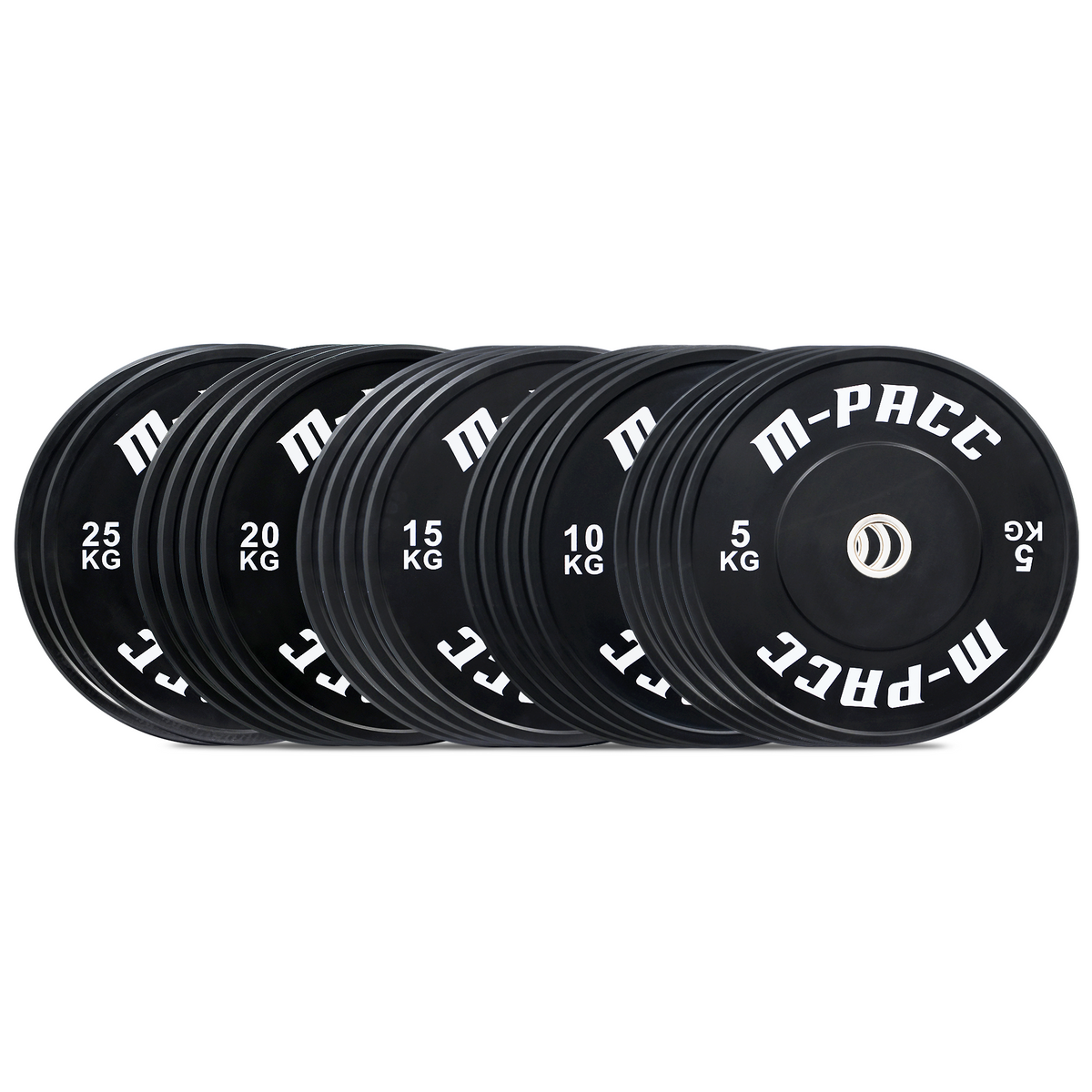 M-PACC Premium Olympic Black Bumper Plate - 250kg Set
