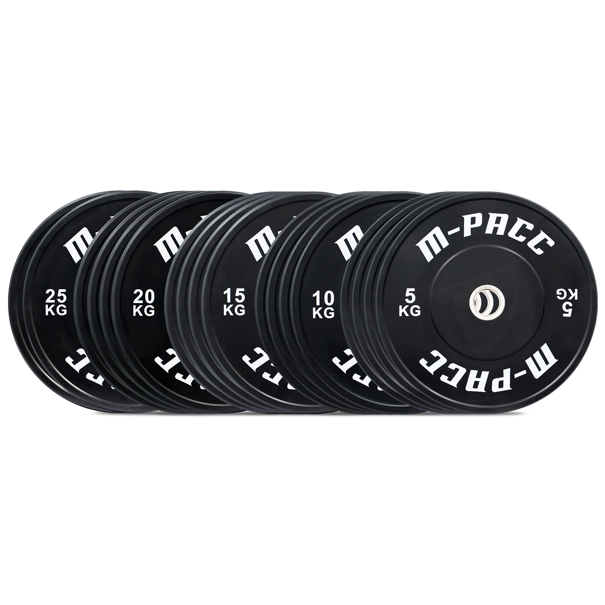 M-PACC Premium Olympic Black Bumper Plate - 250kg Set