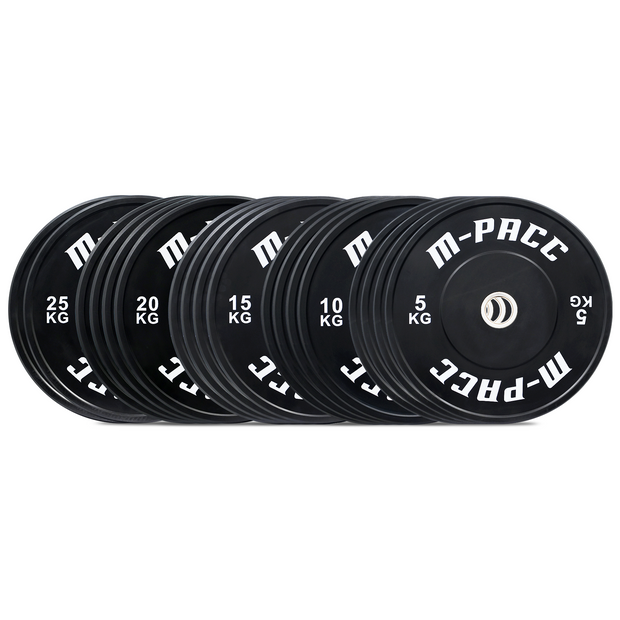 M-PACC Premium Olympic Black Bumper Plate - 250kg Set