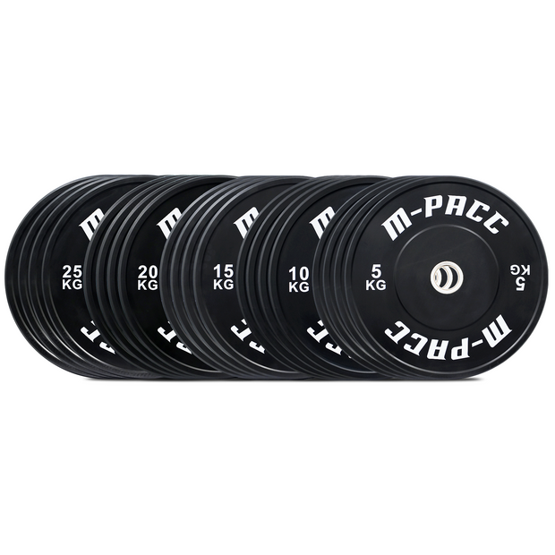 M-PACC Premium Olympic Black Bumper Plate - 300kg Set