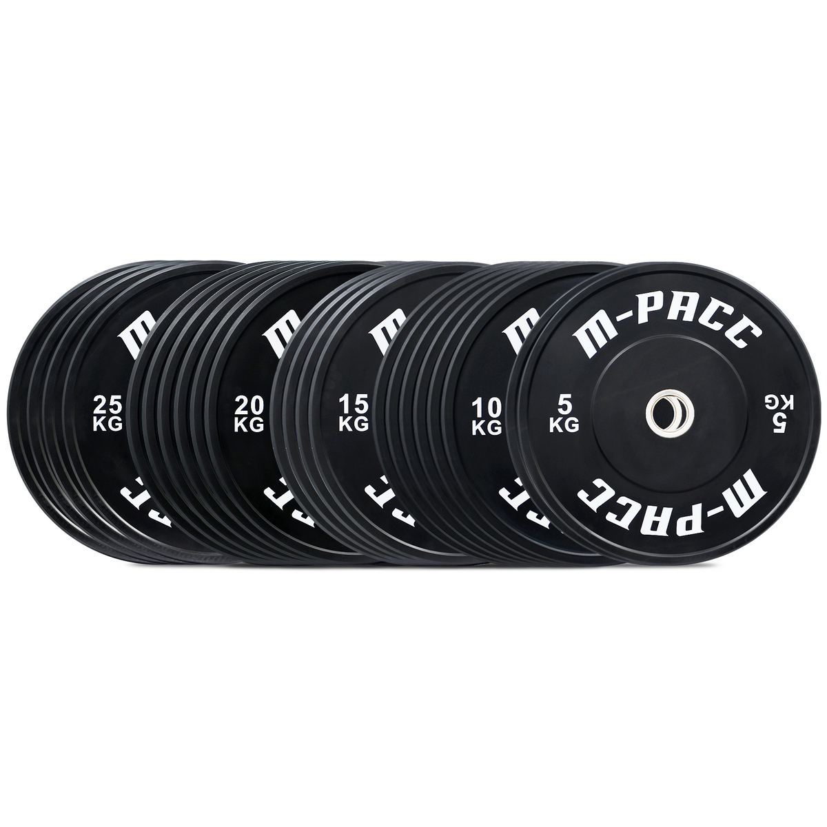 M-PACC Premium Olympic Black Bumper Plate - 350kg Set