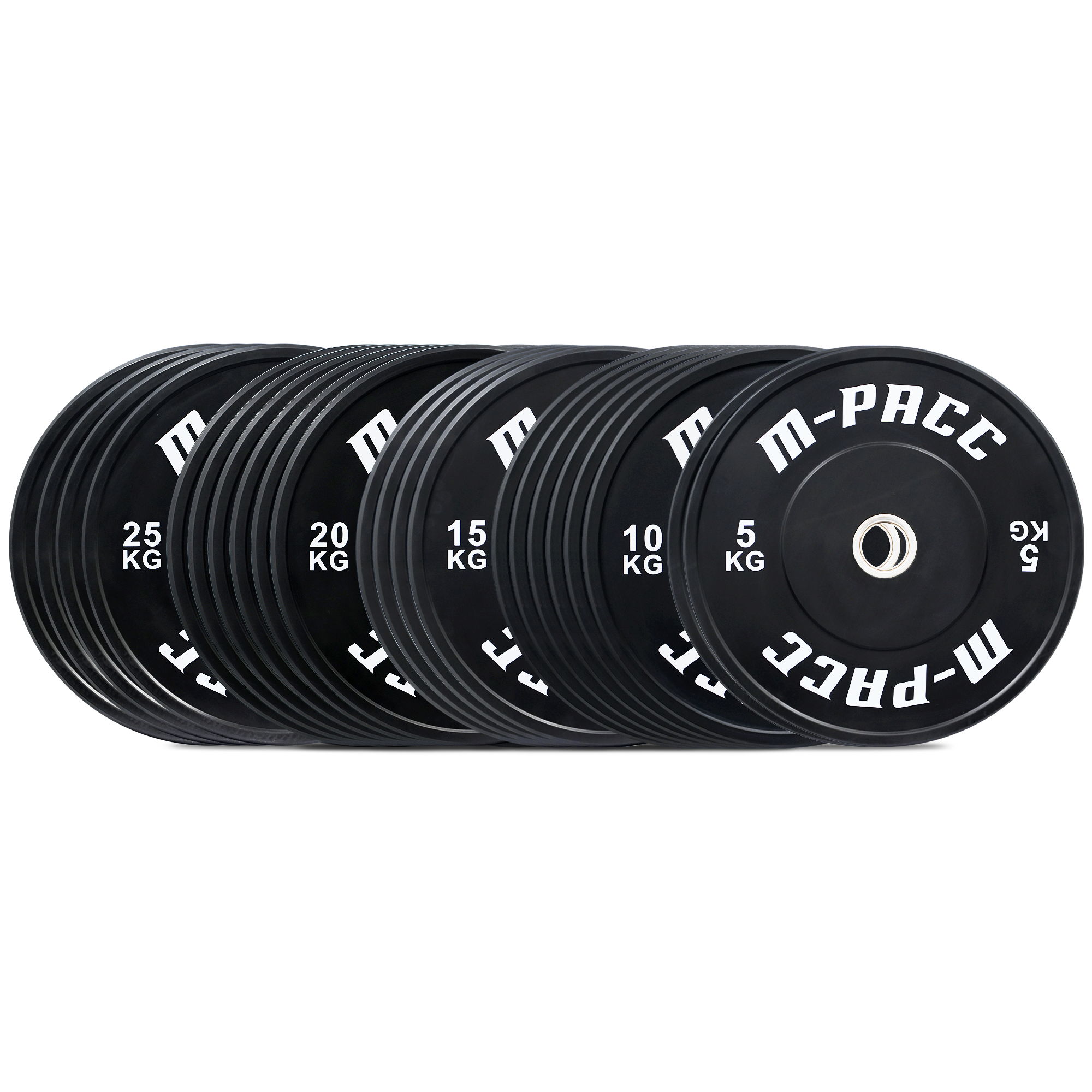 M-PACC Premium Olympic Black Bumper Plate - 350kg Set