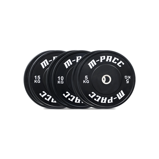 M-PACC Premium Olympic Black Bumper Plate - 60kg Set