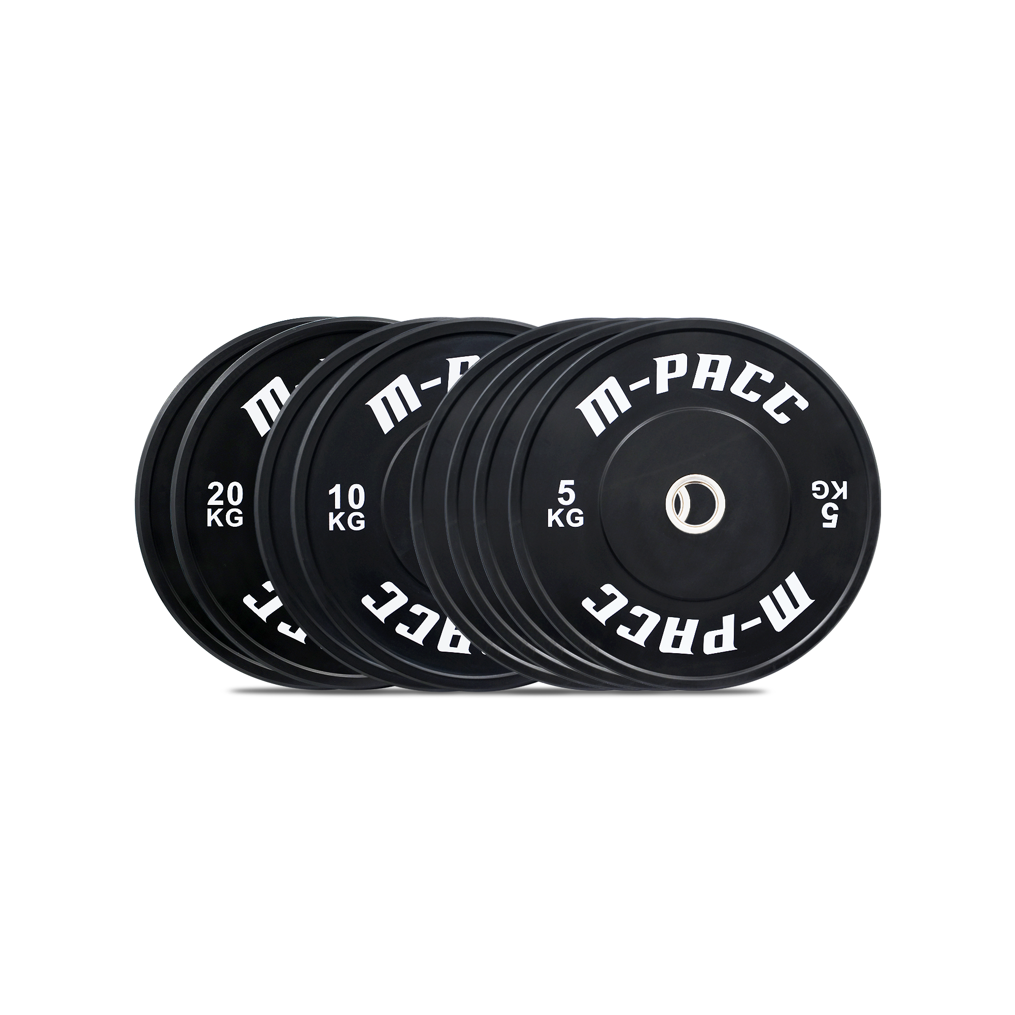 M-PACC Premium Olympic Black Bumper Plate - 80kg Set