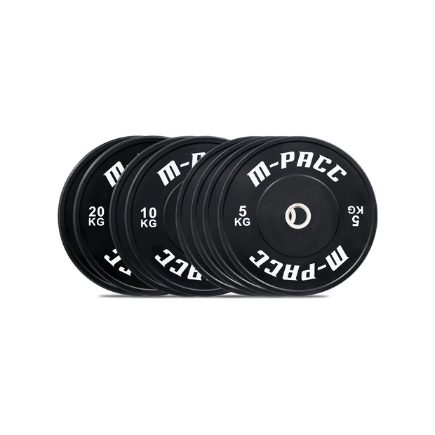 M-PACC Premium Olympic Black Bumper Plate - 80kg Set