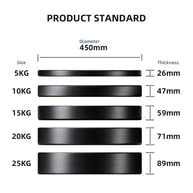 100kg M-PACC Premium Black Bumper Plate Set incl 20kg Barbell