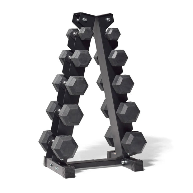 M-PACC Premium Rubber Hex Dumbbell 2.5-15kg Set with Rack (6 Pairs)