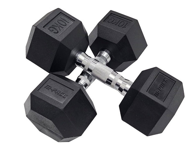 M-PACC Premium Rubber Hex Dumbbell 2.5-40kg Set with Racks (16 Pairs) M-Pacc