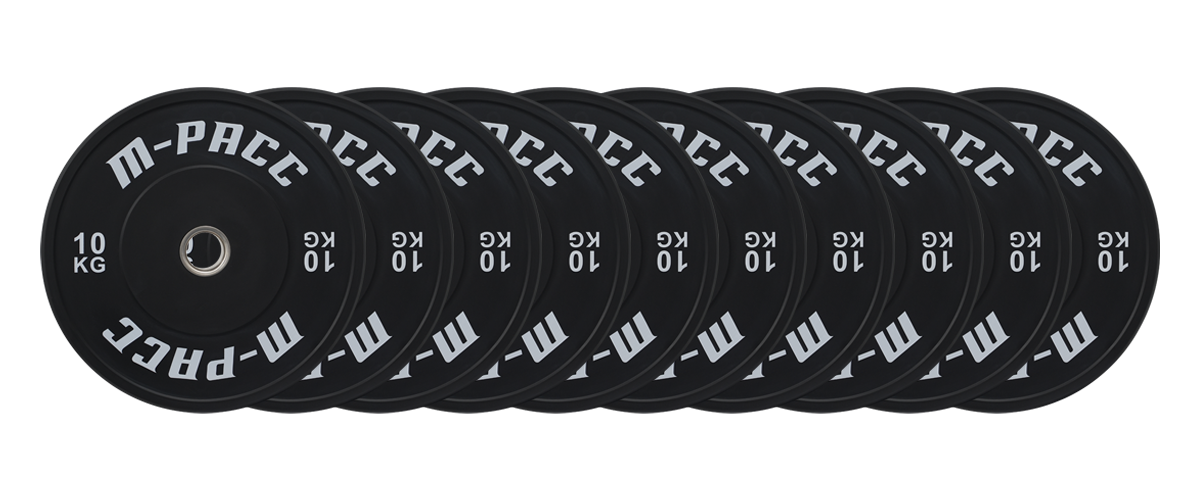 M-PACC Premium Olympic Black Bumper Plate - 10 x 10kg Plate Set