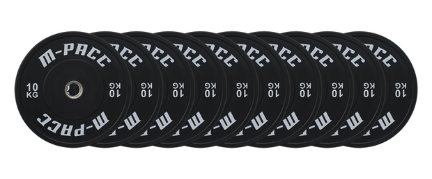 M-PACC Premium Olympic Black Bumper Plate - 10 x 10kg Plate Set
