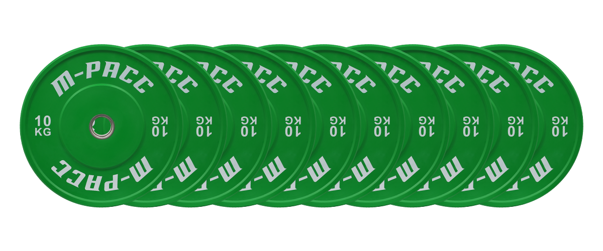 M-PACC Premium Olympic Colour Bumper Plate - 10 x 10kg Plate Set