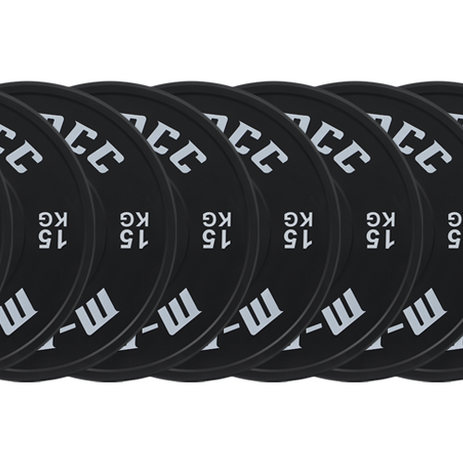M-PACC Premium Olympic Black Bumper Plate - 10 x 15kg Plate Set
