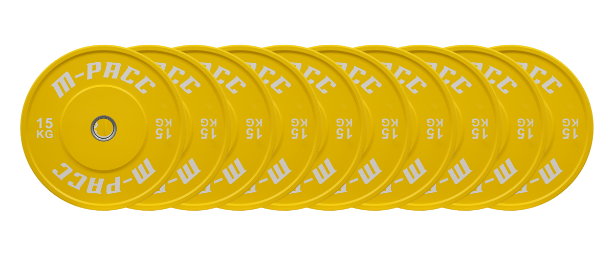 M-PACC Premium Olympic Colour Bumper Plate - 10 x 15kg Plate Set