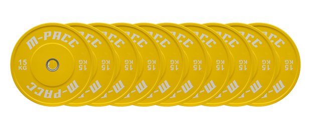 M-PACC Premium Olympic Colour Bumper Plate - 10 x 15kg Plate Set