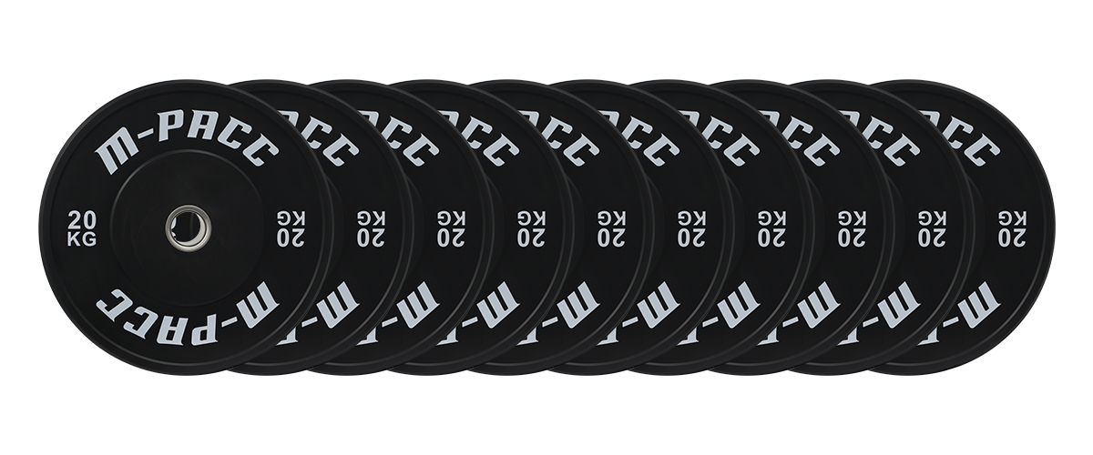 M-PACC Premium Olympic Black Bumper Plate - 10 x 20kg Plate Set